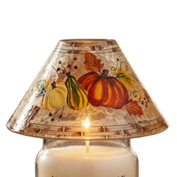 Yankee Candle Shade Crackle Glass Fall Autumn Thanksgiving Pumpkin Harvest - Picture 14 of 16